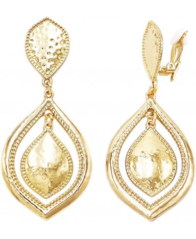 Women's Statement Genie Lamp Hammered Metal Cutout Hoop with Dangle Clip on Style Earrings 3.25 $16.43 Clip-Ons