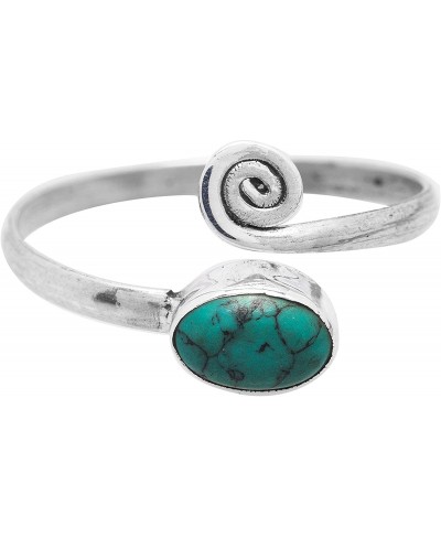 Sterling Silver Synthetic Turquoise Adjustable Spiral Midi Knuckle/Toe Ring $15.51 Toe Rings