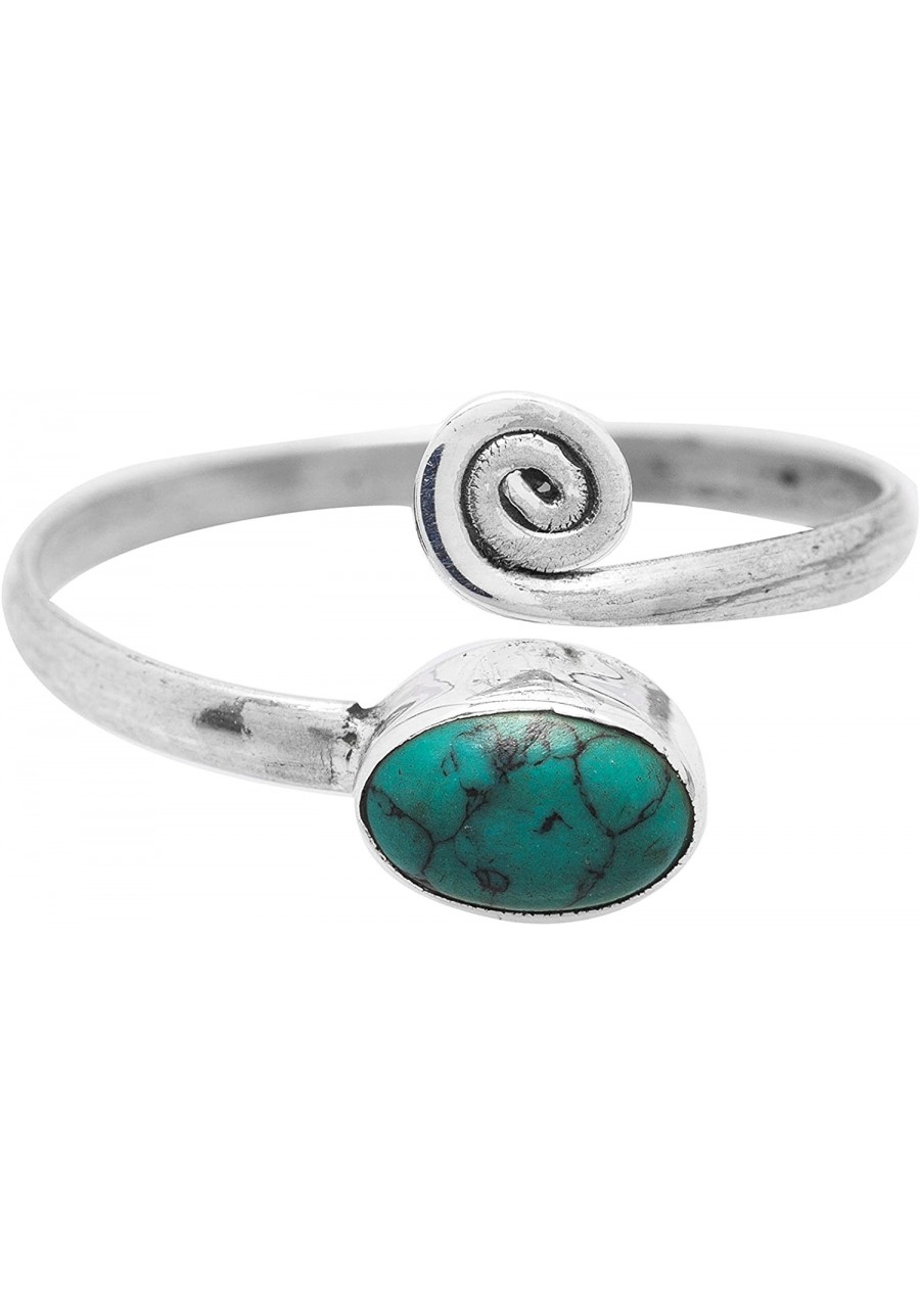 Sterling Silver Synthetic Turquoise Adjustable Spiral Midi Knuckle/Toe Ring $15.51 Toe Rings