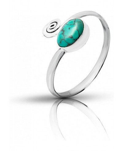 Sterling Silver Synthetic Turquoise Adjustable Spiral Midi Knuckle/Toe Ring $15.51 Toe Rings