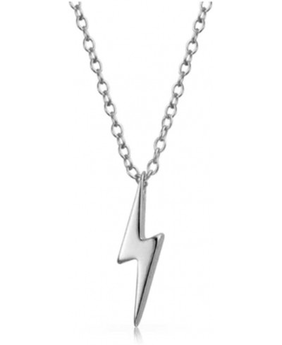 Flash Jewelry Rhodium Plated Sterling Silver Lightning Bolt Pendant Necklace $28.79 Pendant Necklaces