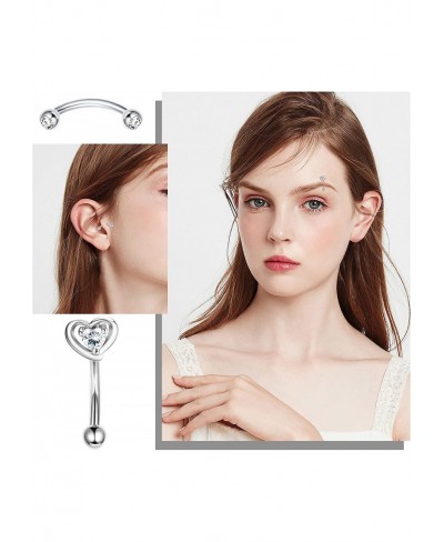 16G Stainless Steel Daith Rook Earring Belly Lip Ring Cartilage Tragus CZ Body Piercing Curved Barbell Eyebrow Rings 8mm $6.1...