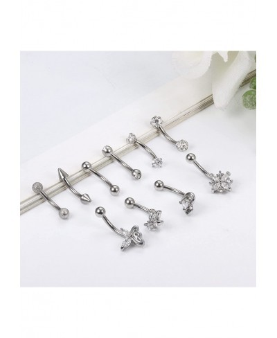 16G Stainless Steel Daith Rook Earring Belly Lip Ring Cartilage Tragus CZ Body Piercing Curved Barbell Eyebrow Rings 8mm $6.1...