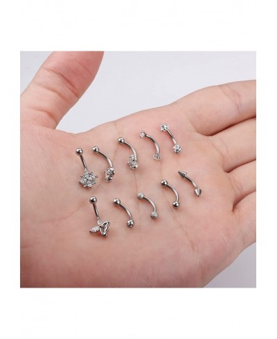 16G Stainless Steel Daith Rook Earring Belly Lip Ring Cartilage Tragus CZ Body Piercing Curved Barbell Eyebrow Rings 8mm $6.1...