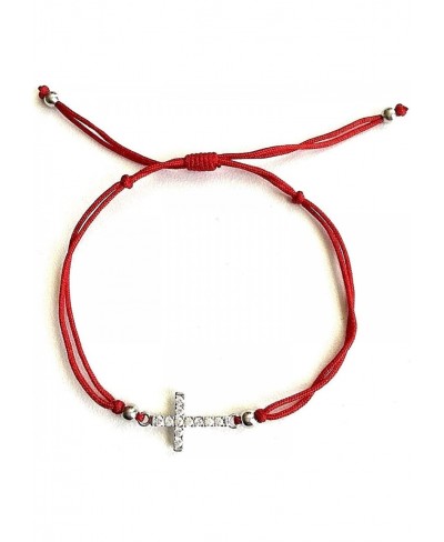 925 Sterling Silver Cross RED Bracelet/PULSERA Rojo DE Cruz PROTECCION $15.96 Strand