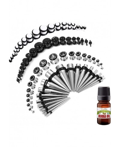 73PC Gauges Kit Ear Stretching Aftercare Oil Wax 14G-00G Acrylic Plug Surgical Steel Taper $29.93 Piercing Jewelry