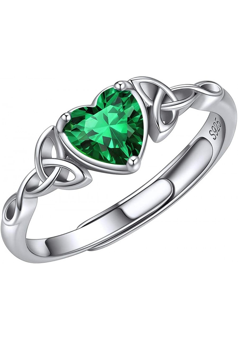 925 Sterling Silver Celtic Trinity Knot/Claddagh Heart Shape Birthstone Promise Ring for Women (Withe Gift Box) $17.94 Weddin...