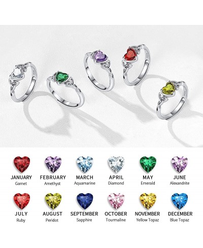 925 Sterling Silver Celtic Trinity Knot/Claddagh Heart Shape Birthstone Promise Ring for Women (Withe Gift Box) $17.94 Weddin...