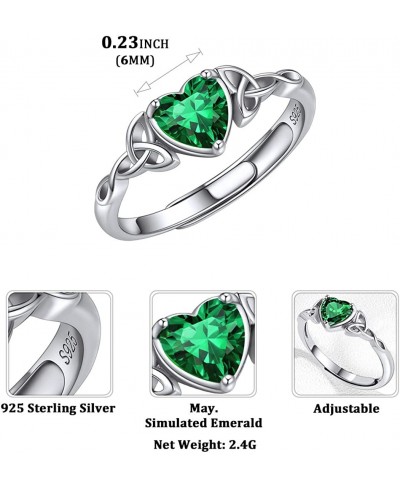 925 Sterling Silver Celtic Trinity Knot/Claddagh Heart Shape Birthstone Promise Ring for Women (Withe Gift Box) $17.94 Weddin...