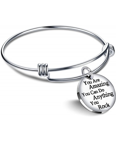 Graduation Gifts Inspiration Bangle Bracelets for Women Men You are Amazing You Can Do Anything You Rock $11.48 Bangle