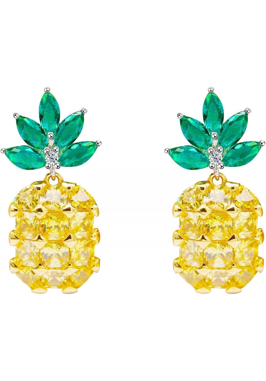 Cute Pineapple Jewelry Set CZ Stone Fruit Necklace and Earrings PT001 $9.19 Stud