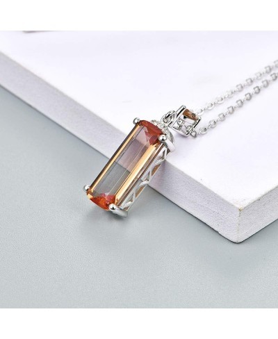 Birthstone Pendant Necklace Chain for Women Girls Sterling Silver Ruby Zirconia Amethyst Emerald Sapphire Gemstones Necklace ...