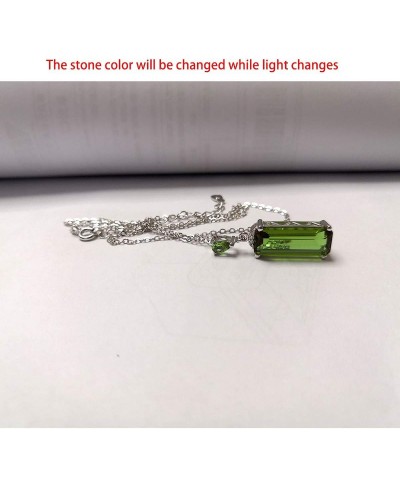 Birthstone Pendant Necklace Chain for Women Girls Sterling Silver Ruby Zirconia Amethyst Emerald Sapphire Gemstones Necklace ...