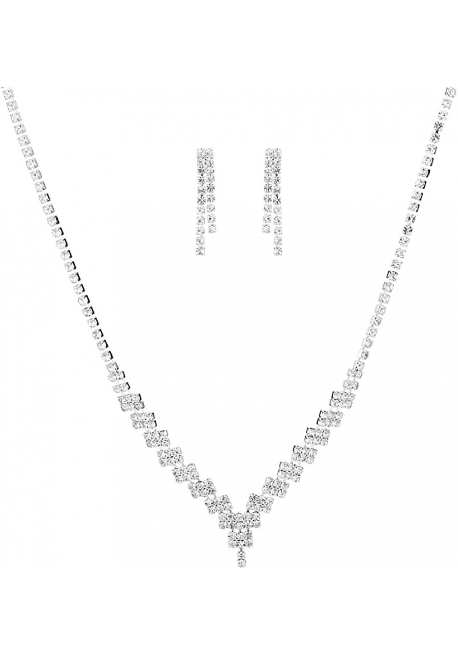 Bridal Rhinestone Choker Necklaces Wedding Earrings Necklace Set Bride Crystal Jewelry for Women and Girls (Set of 3) $11.95 ...