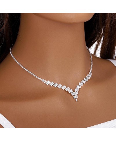 Bridal Rhinestone Choker Necklaces Wedding Earrings Necklace Set Bride Crystal Jewelry for Women and Girls (Set of 3) $11.95 ...