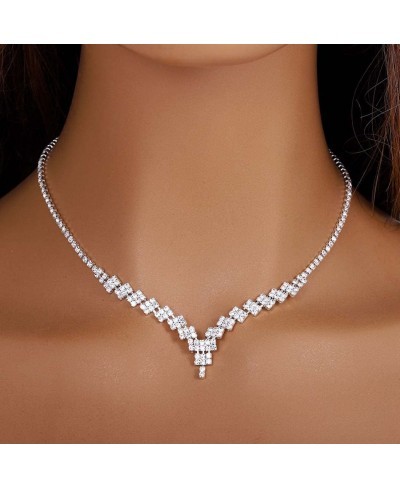 Bridal Rhinestone Choker Necklaces Wedding Earrings Necklace Set Bride Crystal Jewelry for Women and Girls (Set of 3) $11.95 ...