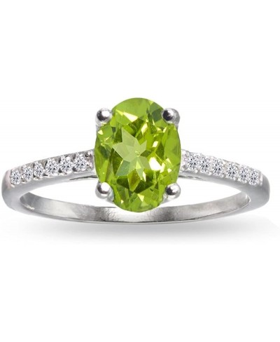 Sterling Silver Peridot and White Topaz Oval Crown Ring Size 5 $22.80 Statement