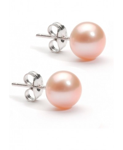 8-9mm Button Cultured Freshwater Pearl Stud Earring on .925 Sterling Silver $11.24 Stud