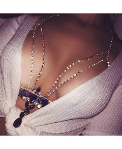 Sexy Crystal Body Chain Gold Rhinestones Bikini Bra Chains Party Body Jewelry Accessories for Women and Girls $8.89 Body Chains