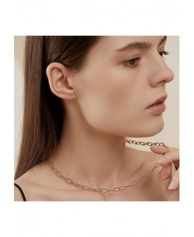 Paperclip Link Chain Necklace 14K Gold Plated Chunky Chain Link Choker Adjustable Dainty for Women Girls Gold Jewelry $13.37 ...