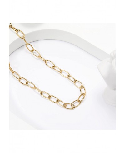 Paperclip Link Chain Necklace 14K Gold Plated Chunky Chain Link Choker Adjustable Dainty for Women Girls Gold Jewelry $13.37 ...