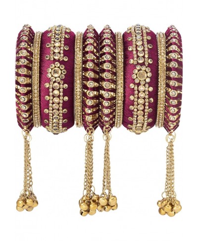 Stone Studded Metal Chuda Bangle Set with Hangings for Women Girls Wedding Bridal Indian Traditional Ethnic Jewelry $23.94 Ba...