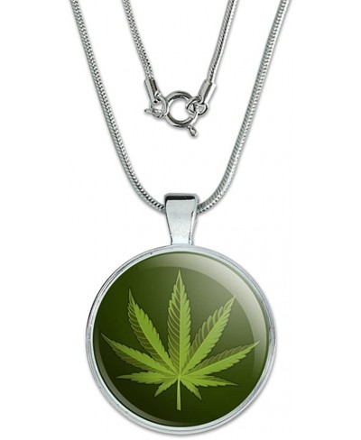 Marijuana Leaf Design Cannabis Pot 1" Pendant with Sterling Silver Plated Chain $11.95 Pendant Necklaces