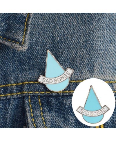 Trendy Women's Clothes Badge White Blue Tear Pattern Letter Enamel Brooch Pin - Blue $16.00 Brooches & Pins