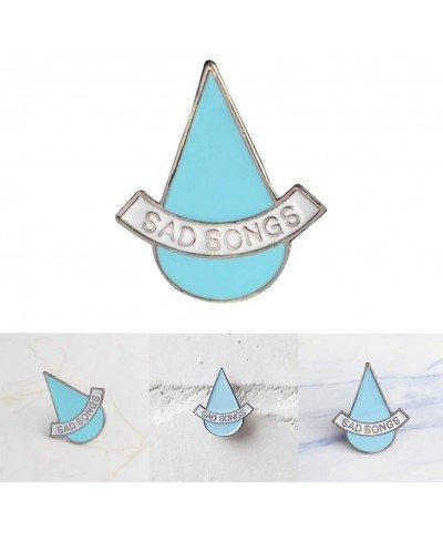 Trendy Women's Clothes Badge White Blue Tear Pattern Letter Enamel Brooch Pin - Blue $16.00 Brooches & Pins