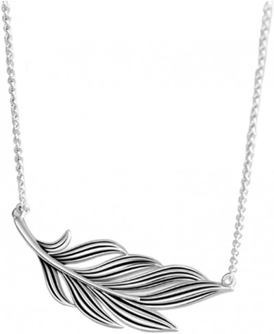 Feather From Heaven S925 Sterling Silver Pendant Necklace $22.82 Collars