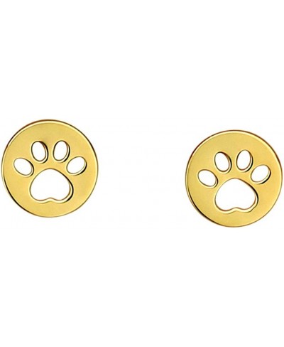 14K Yellow Gold Tiny Small Dainty Polished Paw Open Disk Stud Earrings (Open Paw) $45.24 Stud