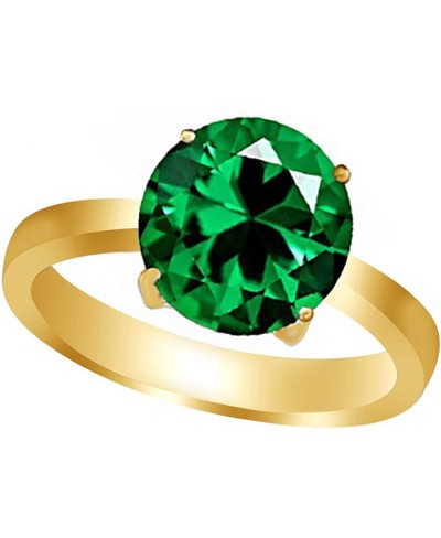 Round-Cut Simulated Green Emerald Solitaire Ring in 14K Gold Over Sterling Silver (2 Ct) $39.00 Anniversary Rings