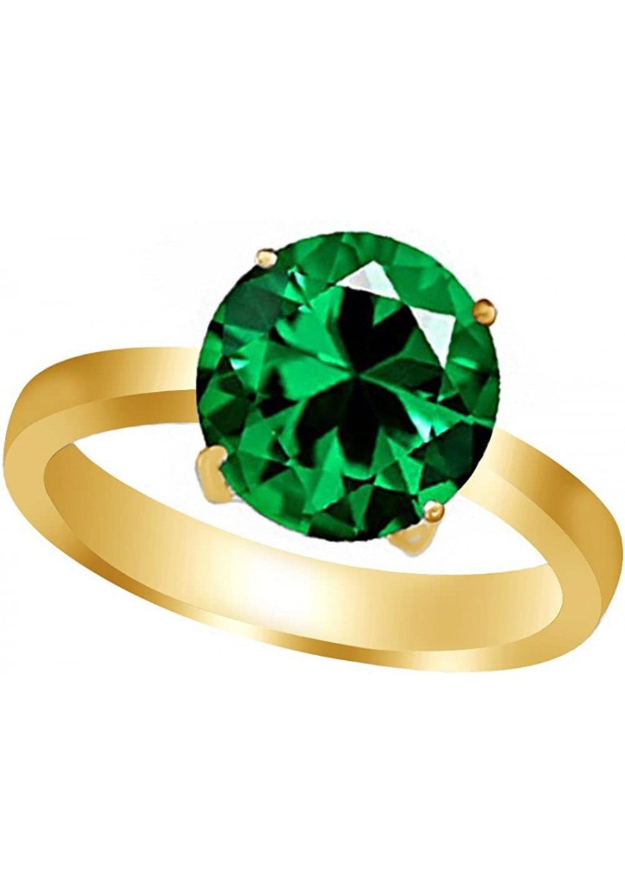 Round-Cut Simulated Green Emerald Solitaire Ring in 14K Gold Over Sterling Silver (2 Ct) $39.00 Anniversary Rings