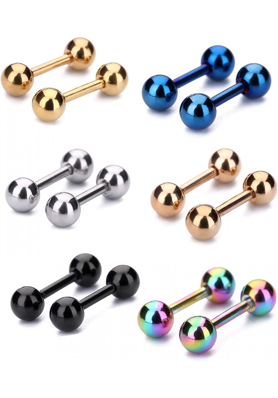 4mm Surgical Stainless Steel Ear Piercing Studs Earrings sets 5 - 6 Pair Mixed Colors High Polished 16G ¡­ $11.73 Stud