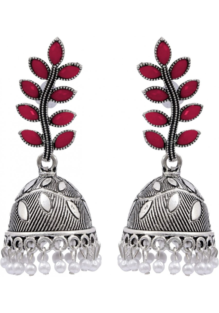 Bollywood Style Traditional Indian Oxidised Silver Jewelry Jhumki Jhumka Earrings for Women/Girls $13.52 Stud