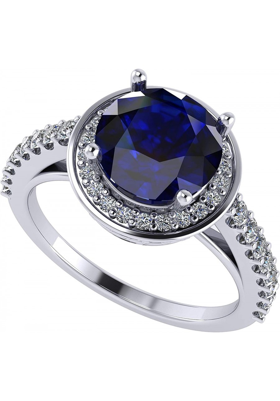 2.00ct Round Simulated Sapphire Halo Engagement Ring w/Pure Brilliance Zirconia in Sterling Silver $26.63 Engagement Rings