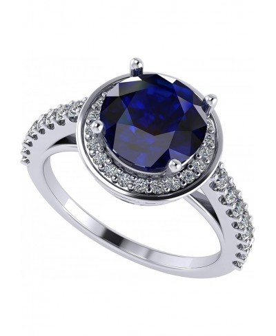 2.00ct Round Simulated Sapphire Halo Engagement Ring w/Pure Brilliance Zirconia in Sterling Silver $26.63 Engagement Rings