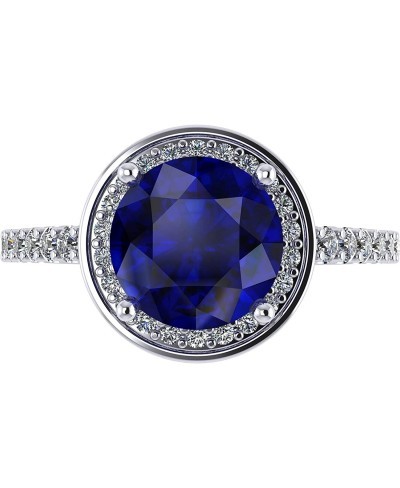 2.00ct Round Simulated Sapphire Halo Engagement Ring w/Pure Brilliance Zirconia in Sterling Silver $26.63 Engagement Rings