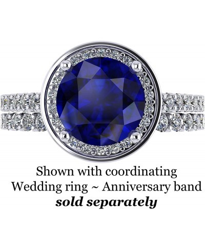 2.00ct Round Simulated Sapphire Halo Engagement Ring w/Pure Brilliance Zirconia in Sterling Silver $26.63 Engagement Rings