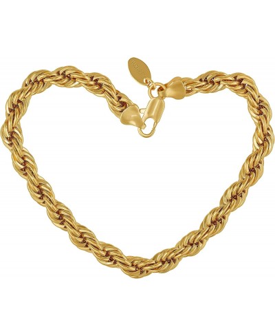 7mm Rope Chain Bracelet for Men and Women 24K Real Gold Plated $59.49 Link
