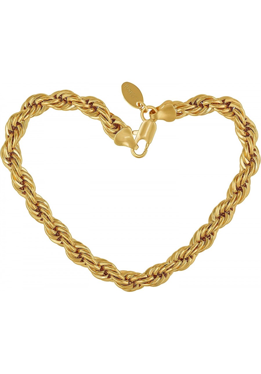 7mm Rope Chain Bracelet for Men and Women 24K Real Gold Plated $59.49 Link