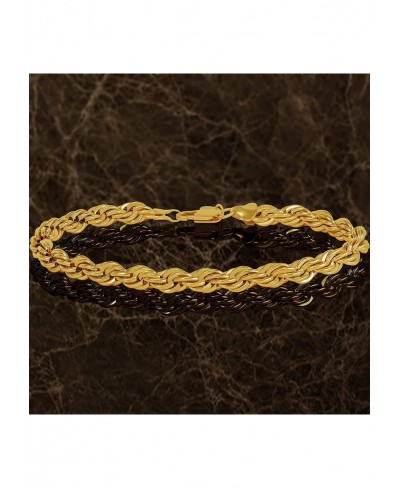 7mm Rope Chain Bracelet for Men and Women 24K Real Gold Plated $59.49 Link