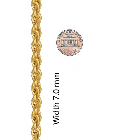 7mm Rope Chain Bracelet for Men and Women 24K Real Gold Plated $59.49 Link