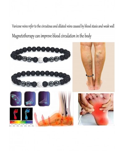 4PCS Anti-Swelling Black Obsidian Anklet Lymphatic Drainage Black Obsidian Bracelet Anklet Anti-Anxiety Magnetic Obsidian Bra...