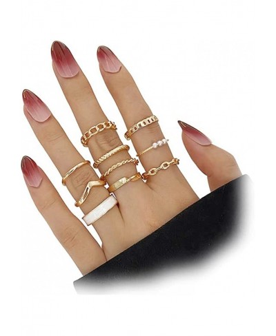 Gold Sliver Knuckle Rings Set - 10 PCS Link Twist Stackable Midi Indie Rings Women Girls Bohemian Retro Adjustable Joint Stat...