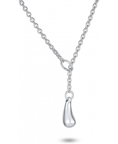 Trendy Teardrop Pear Shape Lariat Pendant Y Necklace For Women For Teen Polished 925 Sterling Silver $25.66 Y-Necklaces