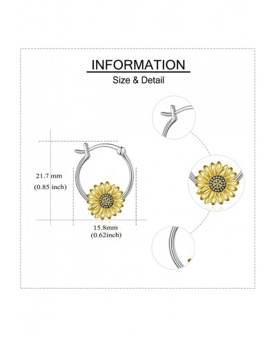 Flower Hoop Earrings 925 Sterling Silver Sunflower/Daisy Earrings Flower Jewelry for Women Girls Christmas Gifts $28.45 Hoop