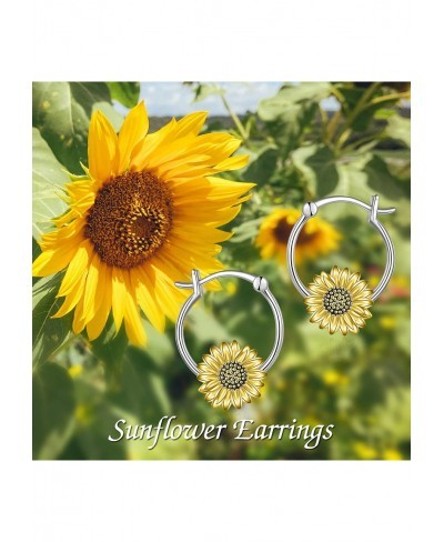 Flower Hoop Earrings 925 Sterling Silver Sunflower/Daisy Earrings Flower Jewelry for Women Girls Christmas Gifts $28.45 Hoop