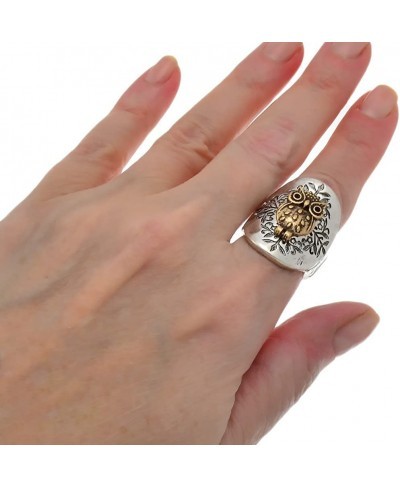 Two Toned Hammered Design Stretch Ring Women's Fashion Ring Jewelry $20.07 Statement