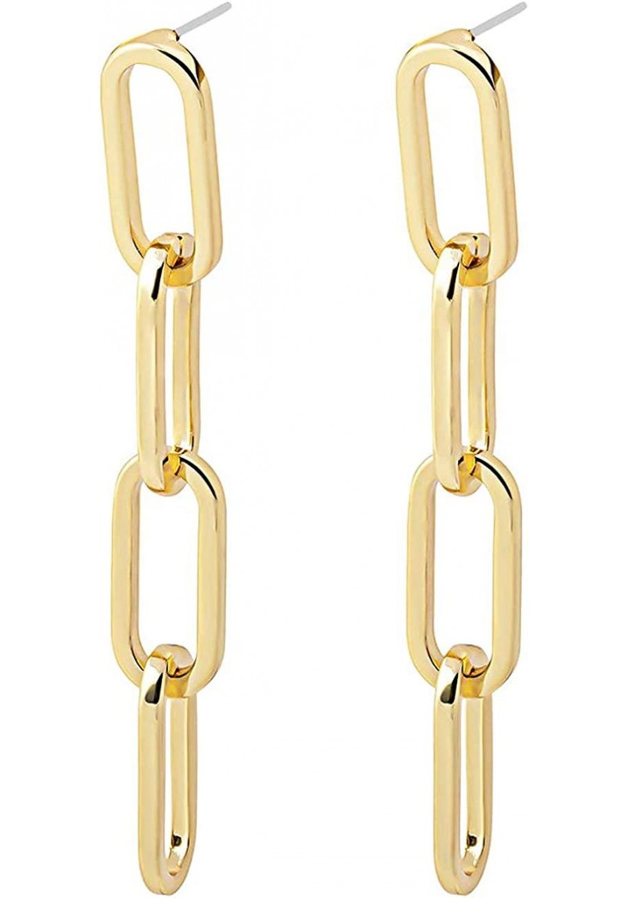 Link Chain Drop Earrings Minimalist paperclip Chain Dangle Earrings for Women Girls Gold Silver $14.07 Drop & Dangle